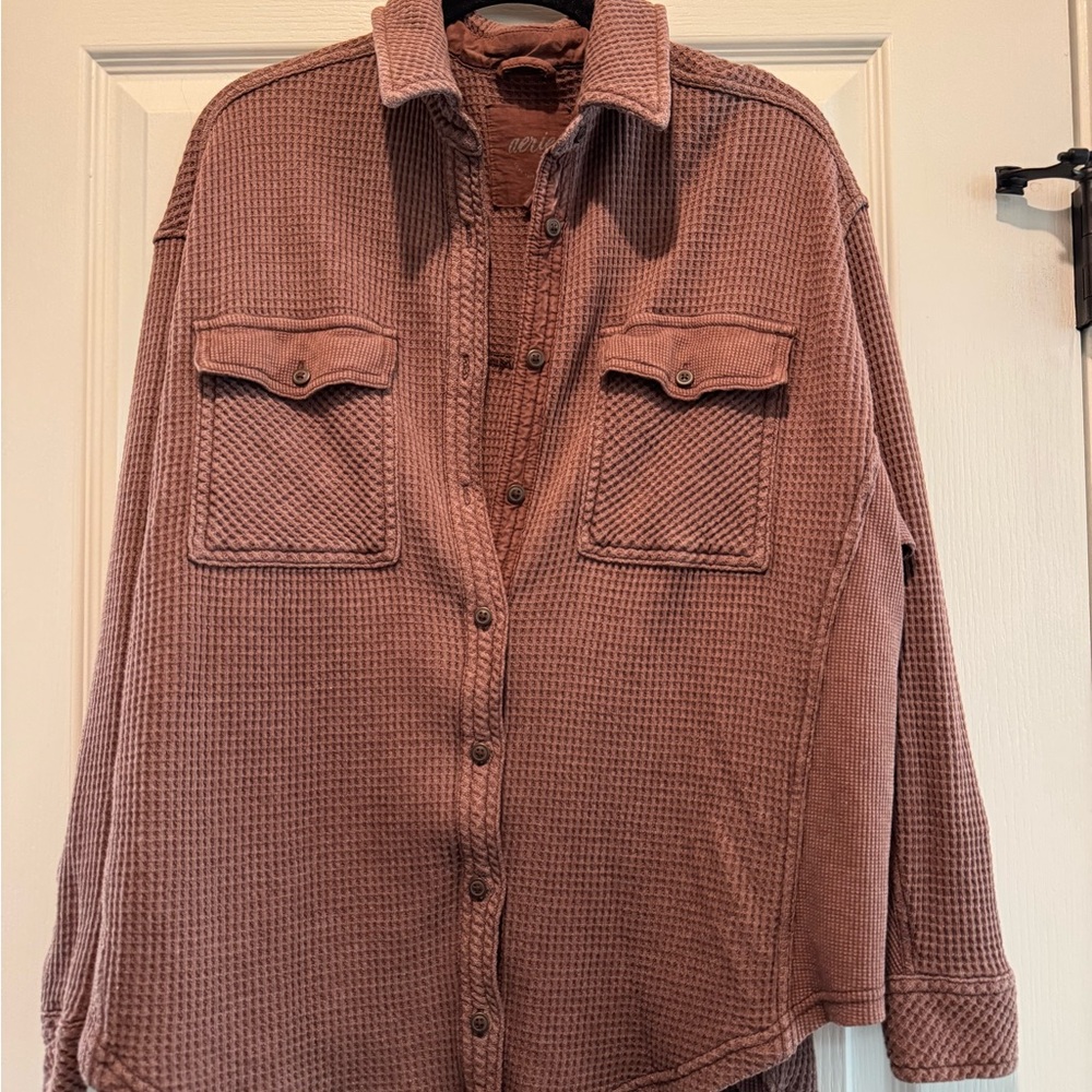 Aerie Women's Button Down Shirt in Rust